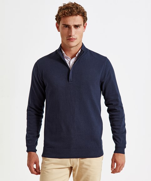 Men's cotton blend ¼ zip sweater